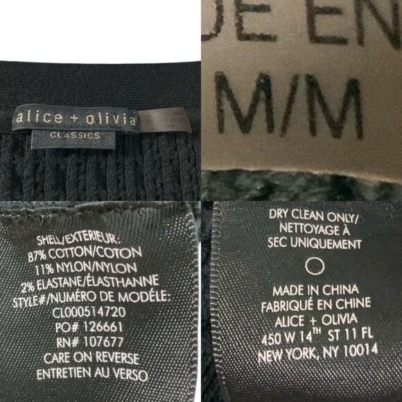 Alice + Olivia Zelina Deep V Cardigan Sweater M Black Cropped Cable Knit - Picture 5 of 12